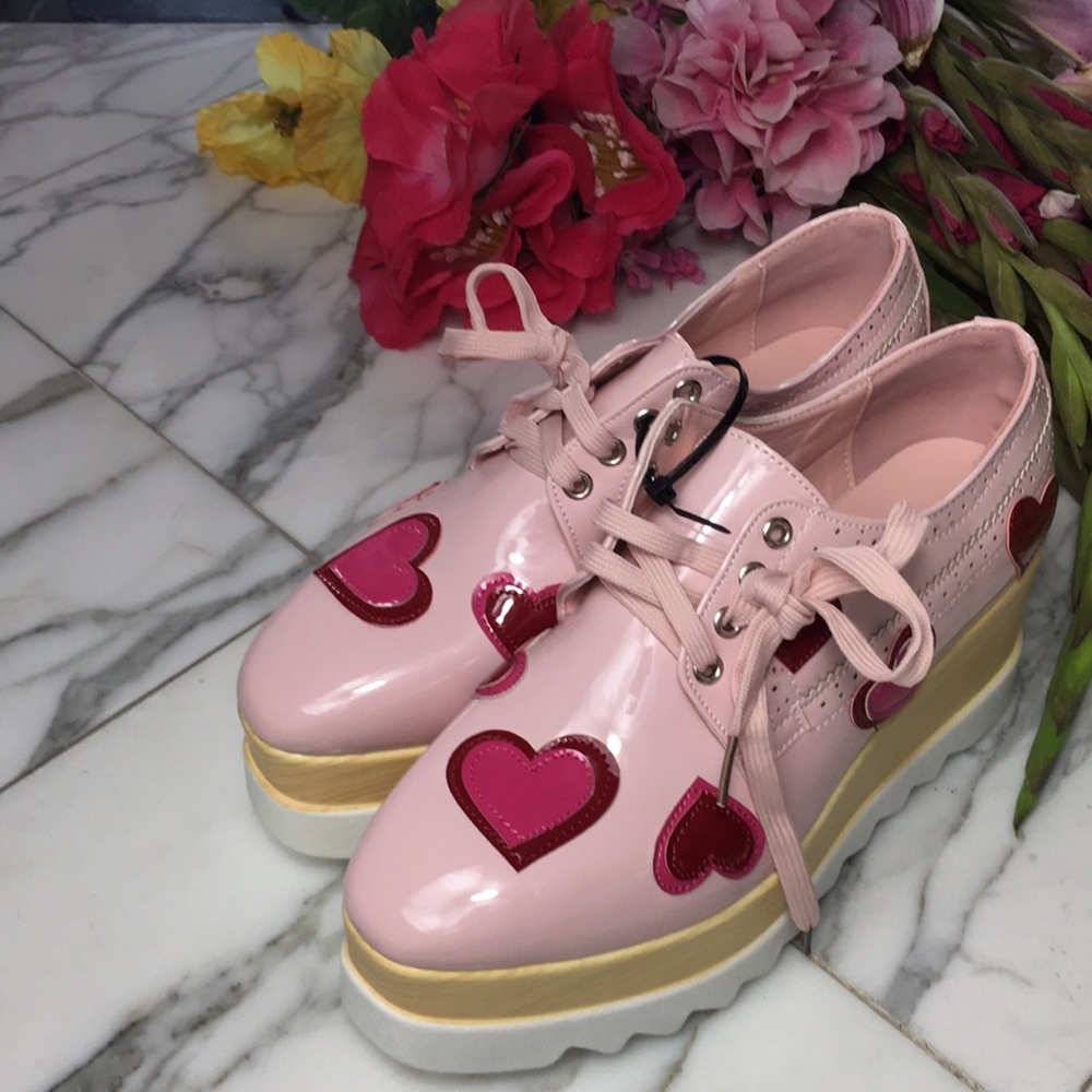 Sneakers Platforms Oxfords Heart Baby NWT - Picture 5 of 7